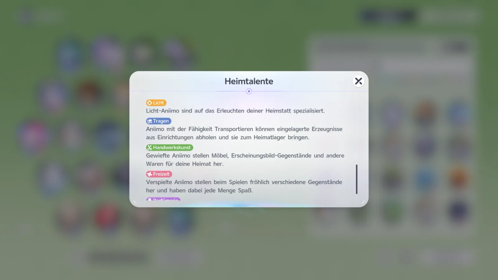 Heimtalente Teil 3: Licht, Tragen, Handwerkskunst und Freizeit mit Beschreibung