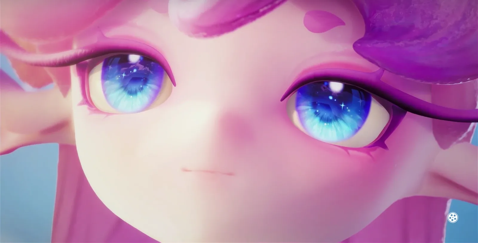 Story-Sequenz: Nahaufnahme der blauen Augen von Irelia mit funkelnden Sternen